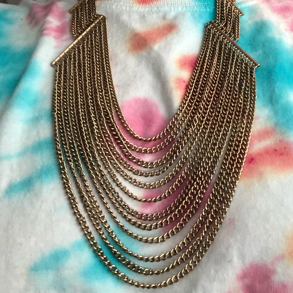 Multirow gold chain layered necklace